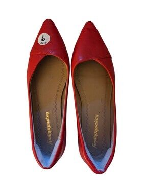 Funky Monkey Red Pointed Toe Flats Shoes Y2K 90's Size 9